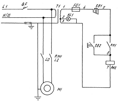 Електрична схема свердлильного верстата 2С108п на 220В Електрична схема свердлильного верстата 2С108п на 220В